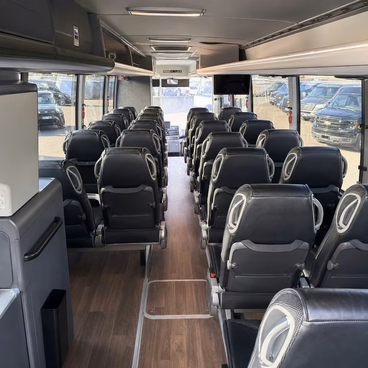 56 passenger charter bus inside